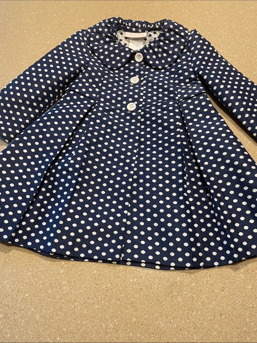 Bonnie Baby Navy & White Polka Dot Pea Coat